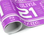 スポーツ名前をカスタムする年齢ガールズ21歳の誕生日ラップ ラッピングペーパー (ロールコーナー)
