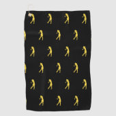 スポーツ女子金ゴールドゴルファーのシルエットゴルフタオル ゴルフタオル (正面)