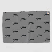 スポーツ女性ブラックゴルファーのシルエットゴルフタオル ゴルフタオル (横)