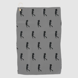 スポーツ女性ブラックゴルファーのシルエットゴルフタオル ゴルフタオル