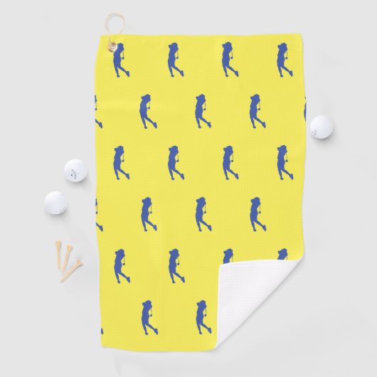 スポーツ女性ブルーゴルファーのシルエットゴルフタオル ゴルフタオル (インサイチュ)