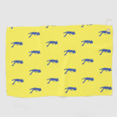 スポーツ女性ブルーゴルファーのシルエットゴルフタオル ゴルフタオル (横)