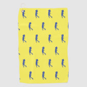 スポーツ女性ブルーゴルファーのシルエットゴルフタオル ゴルフタオル (正面)