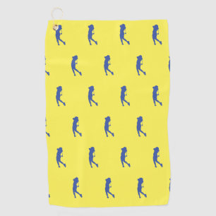 スポーツ女性ブルーゴルファーのシルエットゴルフタオル ゴルフタオル