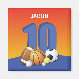 スポーツ好きな少年10歳の誕生日 マグネット