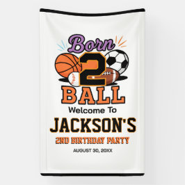 スポーツ好きな男の子のための2歳の誕生日パーティー Born 2 Ball 横断幕