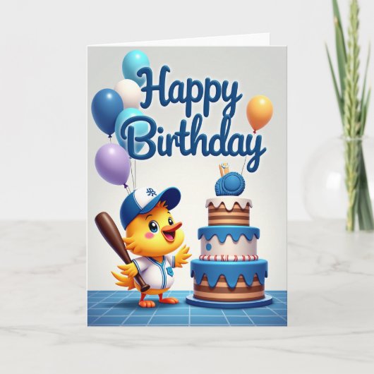 スポーツ好きな鳥の誕生日カード カード (正面)