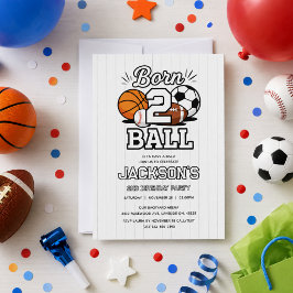 スポーツ好きな2歳の誕生日お祝いに Born 2 Ball 招待状