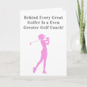 スポーツ好きの女性ゴルファーをコーチありがとう カード (正面)