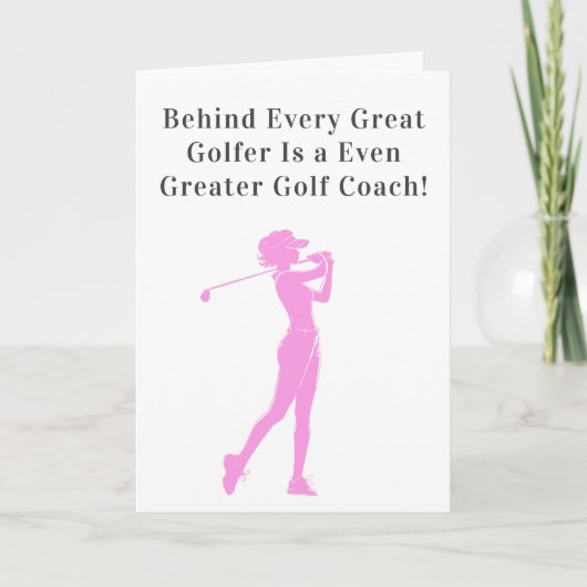 スポーツ好きの女性ゴルファーをコーチありがとう カード (正面)