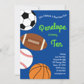 スポーツ子供の誕生日パーティー 招待状 (正面)