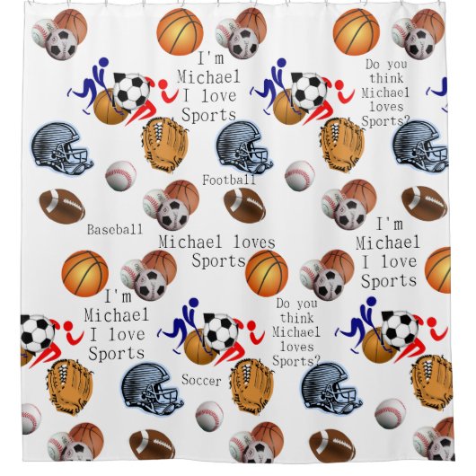 スポーツ子供用シャワーカーテン シャワーカーテン (正面)