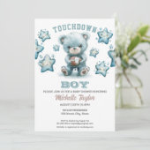 スポーツ少年サッカー少年の赤ちゃんシャワーベア 招待状 (スタンド正面)