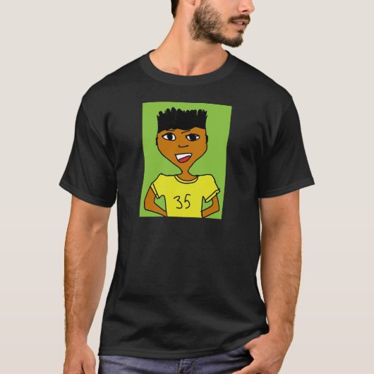 スポーツ少年黒人アニメキャラクター Tシャツ (正面)