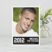 スポーツ少年 フォト 卒業パーティー 招待状 ブラック (スタンド正面)