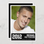 スポーツ少年 フォト 卒業パーティー 招待状 ブラック (正面/裏面)