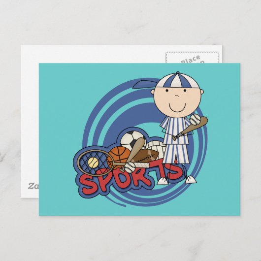 スポーツ少年 – 野球のTシャツとギフト ポストカード (正面/裏面)