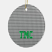 スポーツ市松模様にチームカーレースイニシャル国旗 セラミックオーナメント (左)