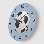 スポーツ強調サッカーボールと選手の名前 ラージ壁時計 (傾斜)