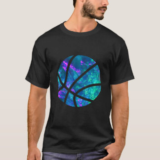 スポーツ愛好家のためのシアンブルーバイオレットティール(緑がかった色)バスケットボール Tシャツ