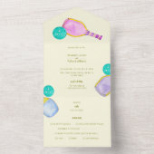 スポーツ愛好家の水の色のピックボールをテーマ結婚にした オールインワン招待状 (内側)