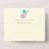 スポーツ愛好家の水の色のピックボールをテーマ結婚にした オールインワン招待状 (裏面)