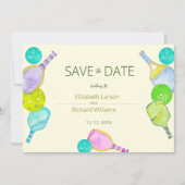 スポーツ愛好家の水の色のピックボールをテーマ結婚にした セーブザデート (正面)