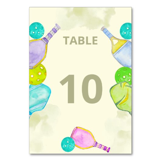 スポーツ愛好家の水の色のピックボールをテーマ結婚にした テーブルナンバー (裏面)