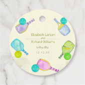 スポーツ愛好家の水の色のピックボールをテーマ結婚にした フェイバータグ (裏面)