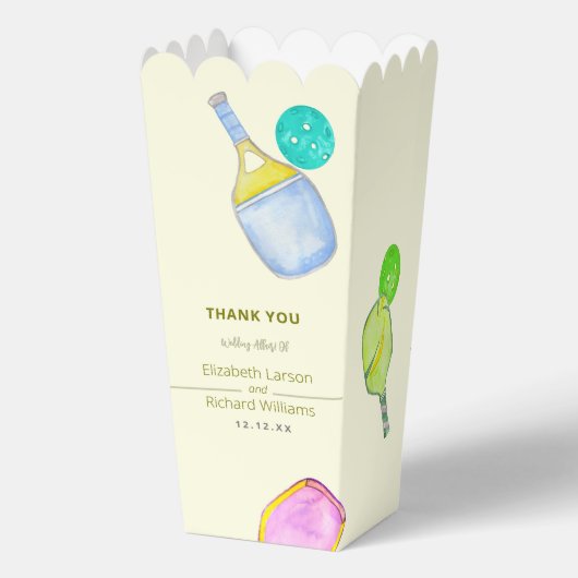 スポーツ愛好家の水の色のピックボールをテーマ結婚にした フェイバーボックス (裏面)