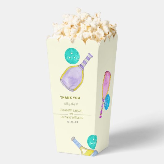 スポーツ愛好家の水の色のピックボールをテーマ結婚にした フェイバーボックス (はじけた状態)