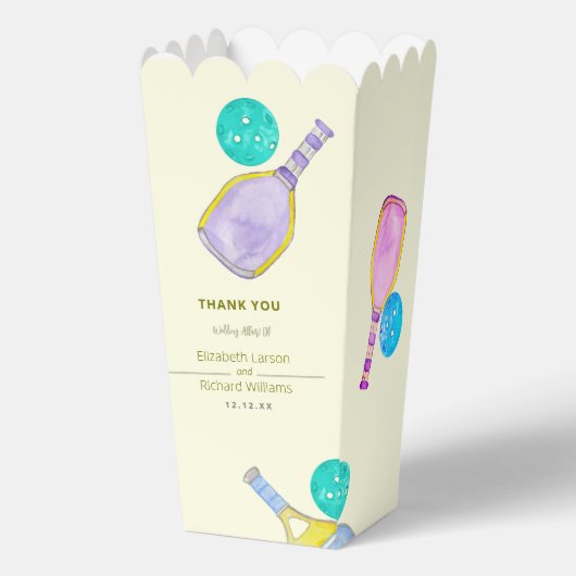 スポーツ愛好家の水の色のピックボールをテーマ結婚にした フェイバーボックス (正面)