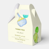 スポーツ愛好家の水の色のピックボールをテーマ結婚にした フェイバーボックス (裏面サイド)