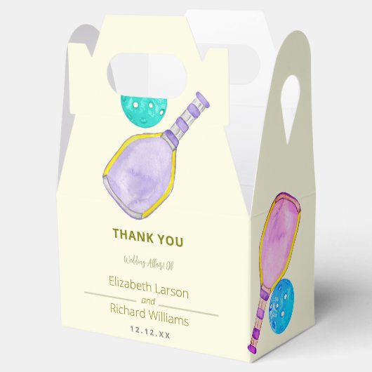 スポーツ愛好家の水の色のピックボールをテーマ結婚にした フェイバーボックス (オープン)