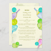 スポーツ愛好家の水の色のピックボールをテーマ結婚にした メニュー (正面/裏面)