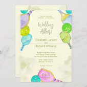 スポーツ愛好家の水の色のピックボールをテーマ結婚にした 招待状 (正面/裏面)