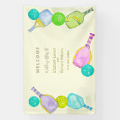 スポーツ愛好家の水の色のピックボールをテーマ結婚にした 横断幕 (縦)