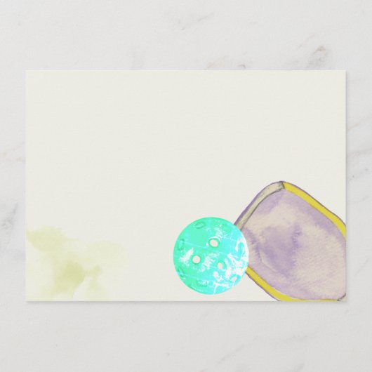 スポーツ愛好家の水彩画　ピックルボールにインスパイアされたウェディング エンクロージャーカード (裏面)