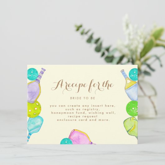 スポーツ愛好家の水彩画　ピックルボールにインスパイアされたウェディング エンクロージャーカード (スタンド正面)