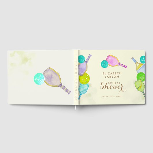 スポーツ愛好家の水彩画　ピックルボールにインスパイアされたウェディング ゲストブック (全面)