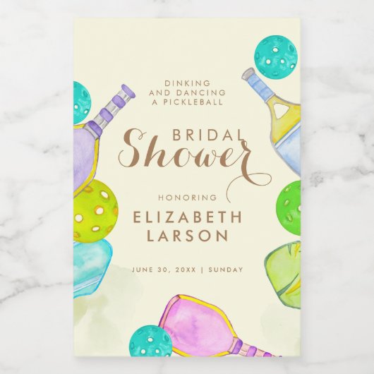 スポーツ愛好家の水彩画　ピックルボールにインスパイアされたウェディング フードラベル (シングルラベル)