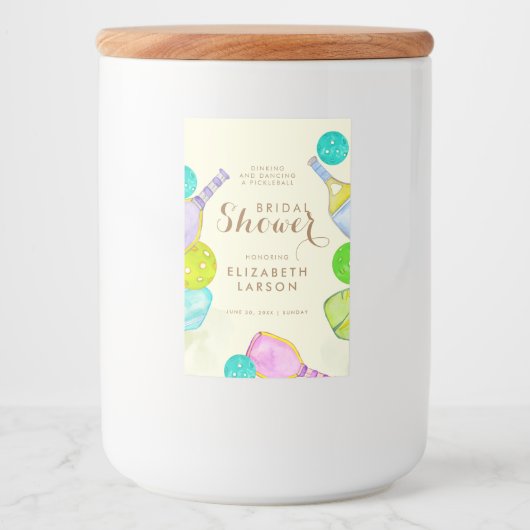 スポーツ愛好家の水彩画　ピックルボールにインスパイアされたウェディング フードラベル (正面)