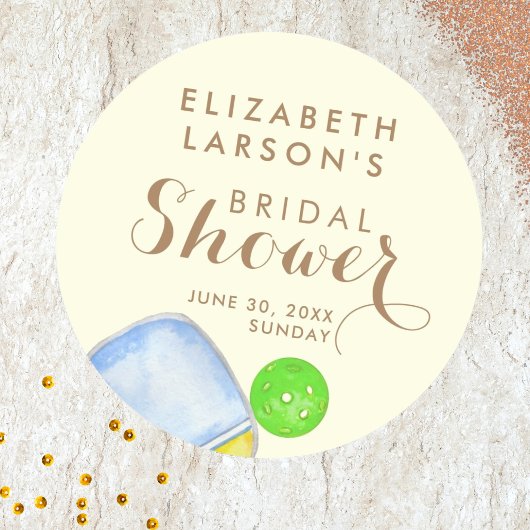 スポーツ愛好家の水彩画　ピックルボールにインスパイアされたウェディング ラウンドシール