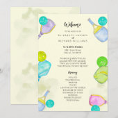 スポーツ愛好家の水彩画 ピックルボールにインスパレーションされたウェディング プログラム (正面/裏面)