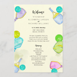 スポーツ愛好家の水彩画 ピックルボールにインスパレーションされたウェディング プログラム