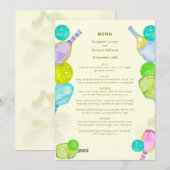 スポーツ愛好家の水彩画 ピックルボールにインスパレーションされたウェディング メニュー (正面/裏面)