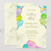 スポーツ愛好家の水彩画 ピックルボールにインスパレーションされたウェディング 招待状 (正面/裏面)