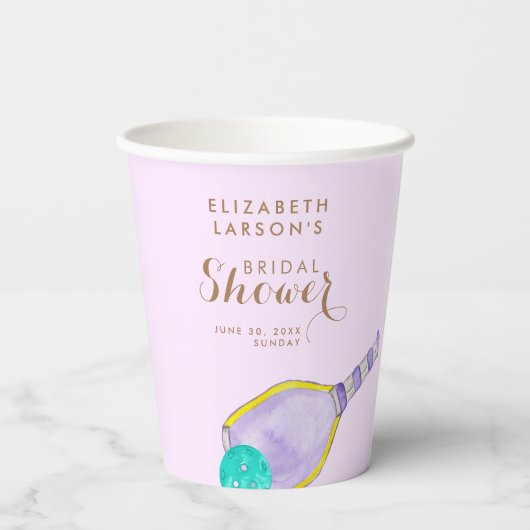 スポーツ愛好家の水彩画 ピックルボールにインスパレーションされたウェディング 紙コップ (裏面)