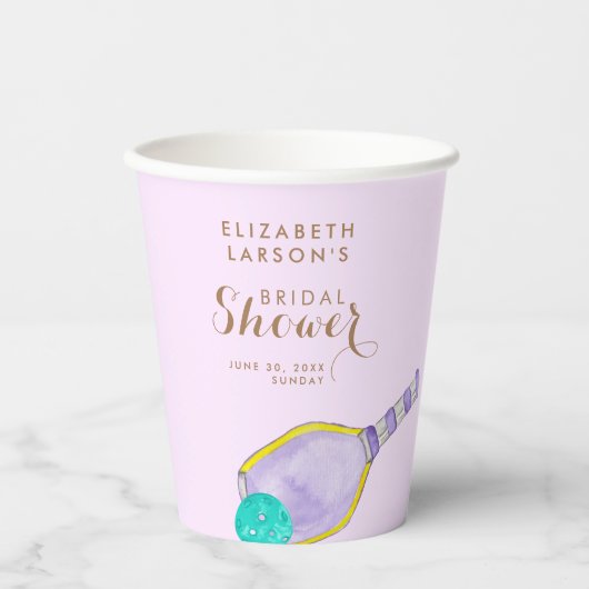 スポーツ愛好家の水彩画 ピックルボールにインスパレーションされたウェディング 紙コップ (正面)