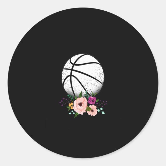 スポーツ愛好家 |バスケットボールと花ラブ ラウンドシール (正面)